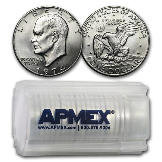 1974-D Clad Eisenhower Dollars 20-Coin Roll BU 1974-D Clad Eisenhower Dollars 20-Coin Roll BU